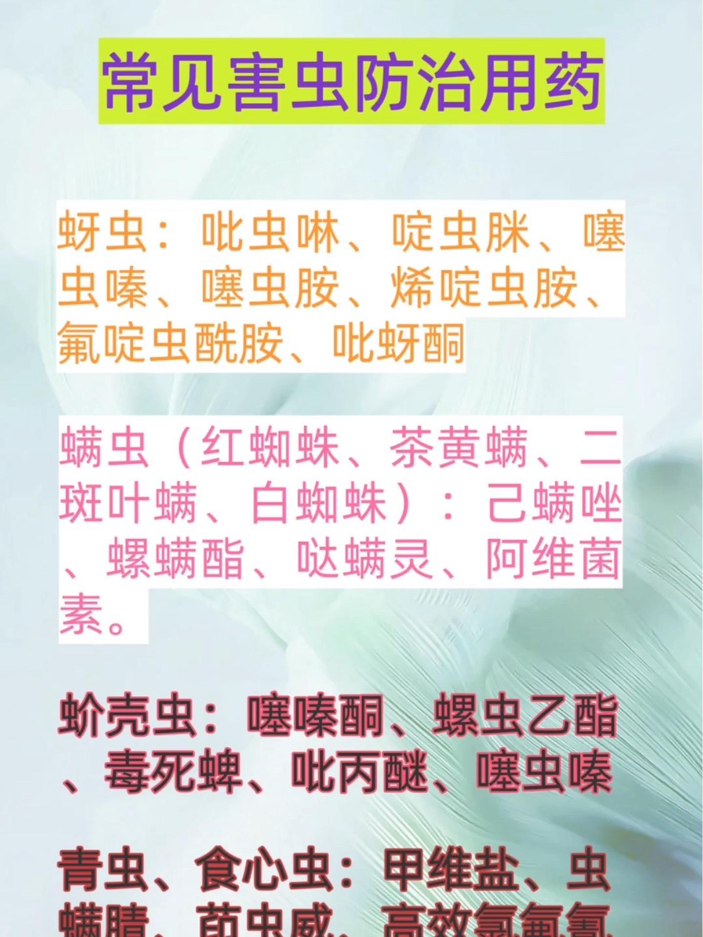 园林绿化 常见虫害防治用药 病虫害防治 干货分享 园林养护