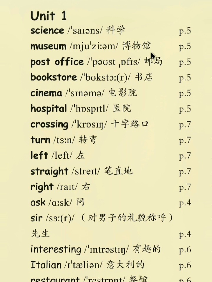 小学英语六年级上册第1单元上单词领读