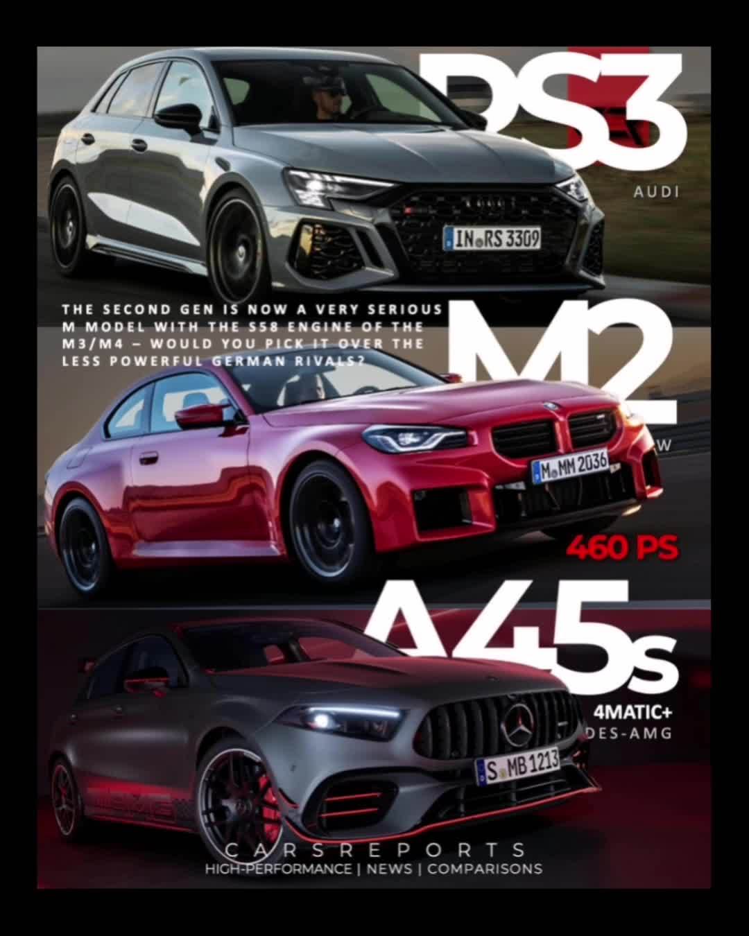 奔驰a45s&宝马m2&奥迪rs3,你选择谁?奔驰 宝马 奥迪-度小视