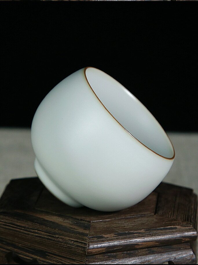 汝窑月白釉禅定杯轻奢优雅高贵典雅