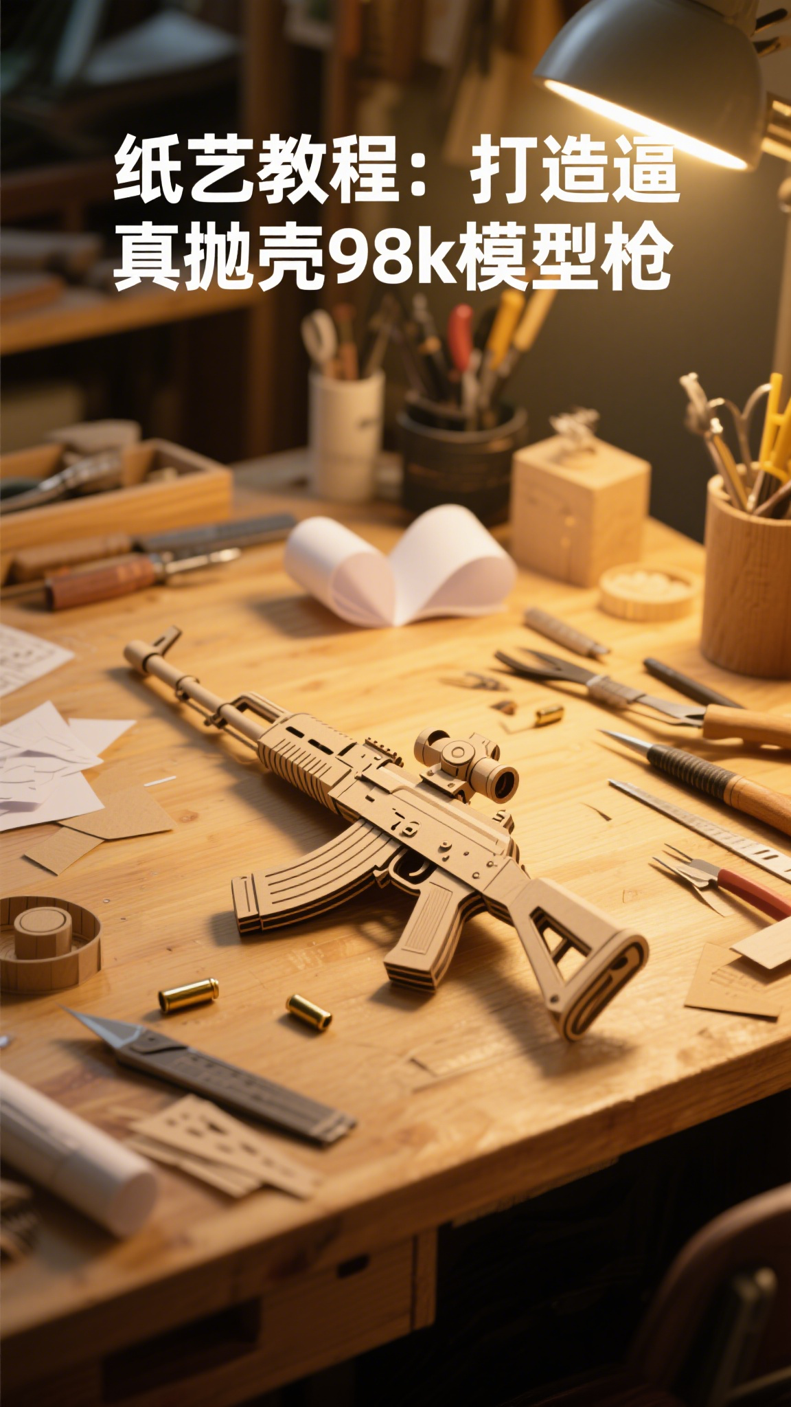纸艺教程:打造逼真抛壳98k模型枪