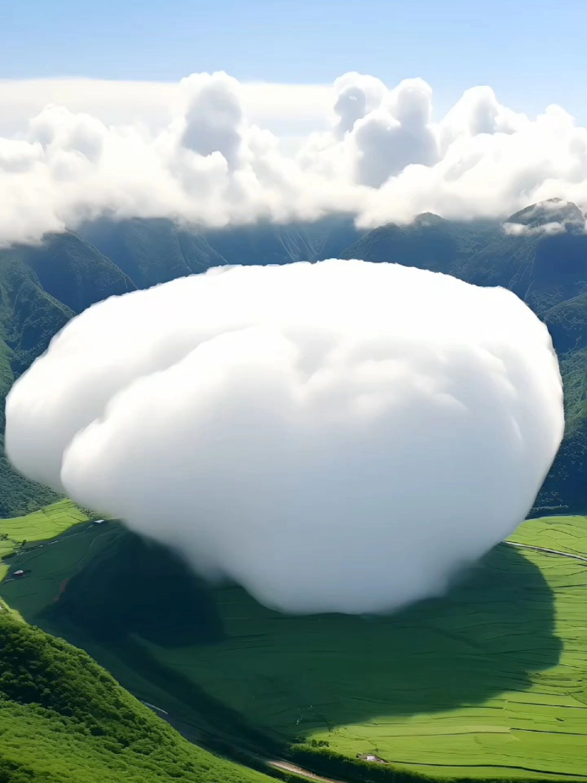 十分罕见的"落地云",据说只有有好运的时候才