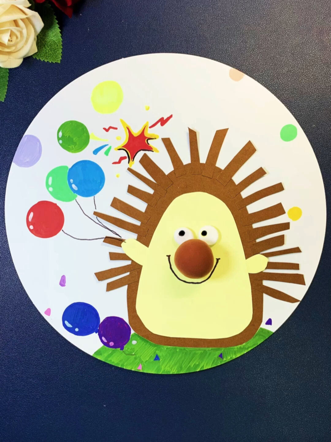 刺猬创意画 简单可爱的小刺猬一起做个吧