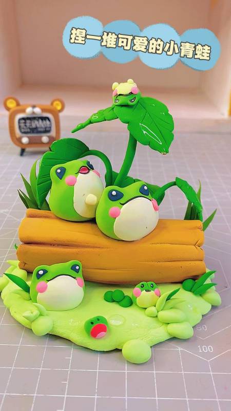 用粘土捏一堆可爱的小青蛙90-度小视