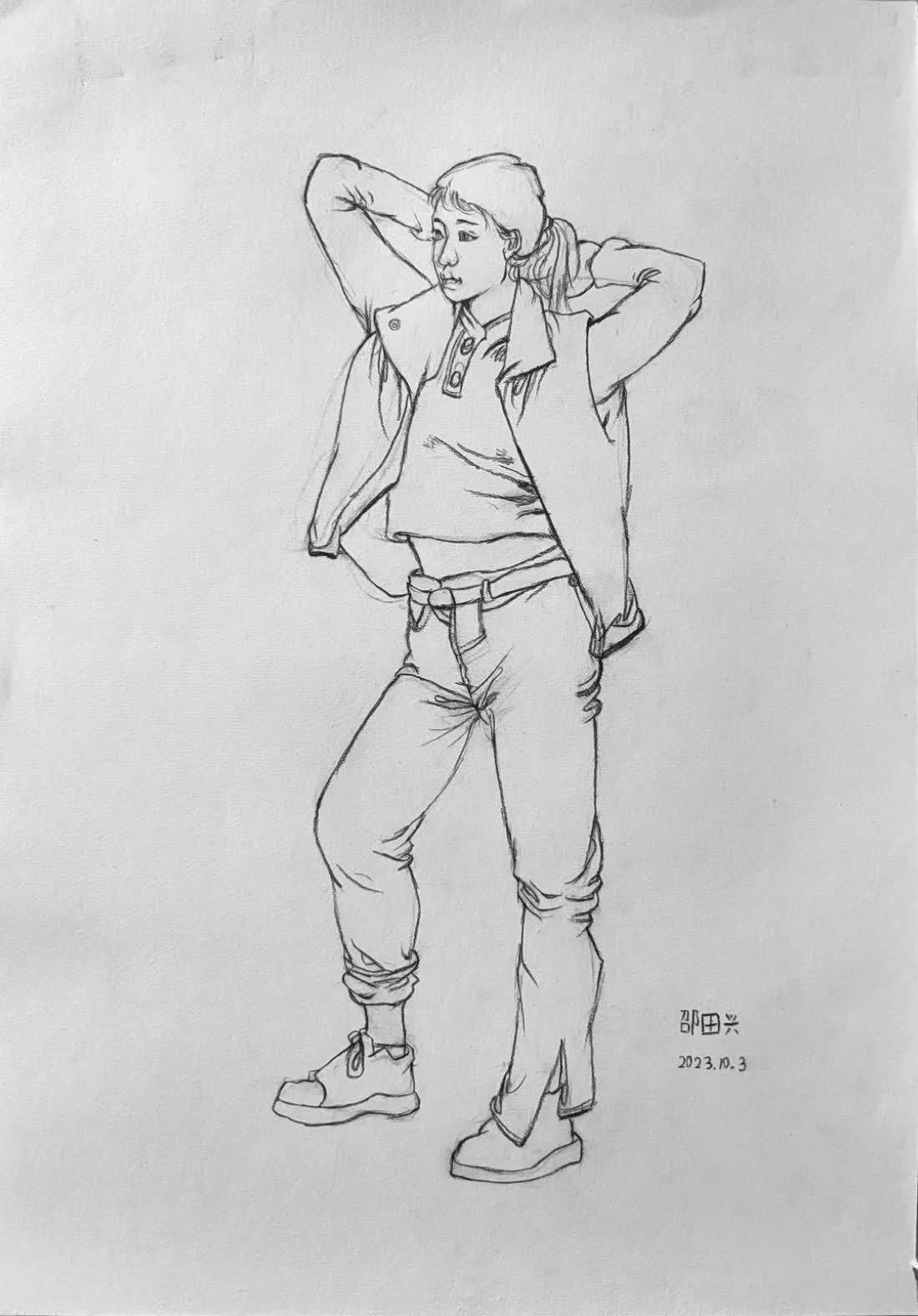 七年级学生速写人物作品 速写人物 想画就画 爱画画的孩子 绘画练习