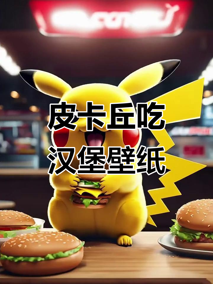 皮卡丘吃汉堡,3d高清壁纸大揭秘