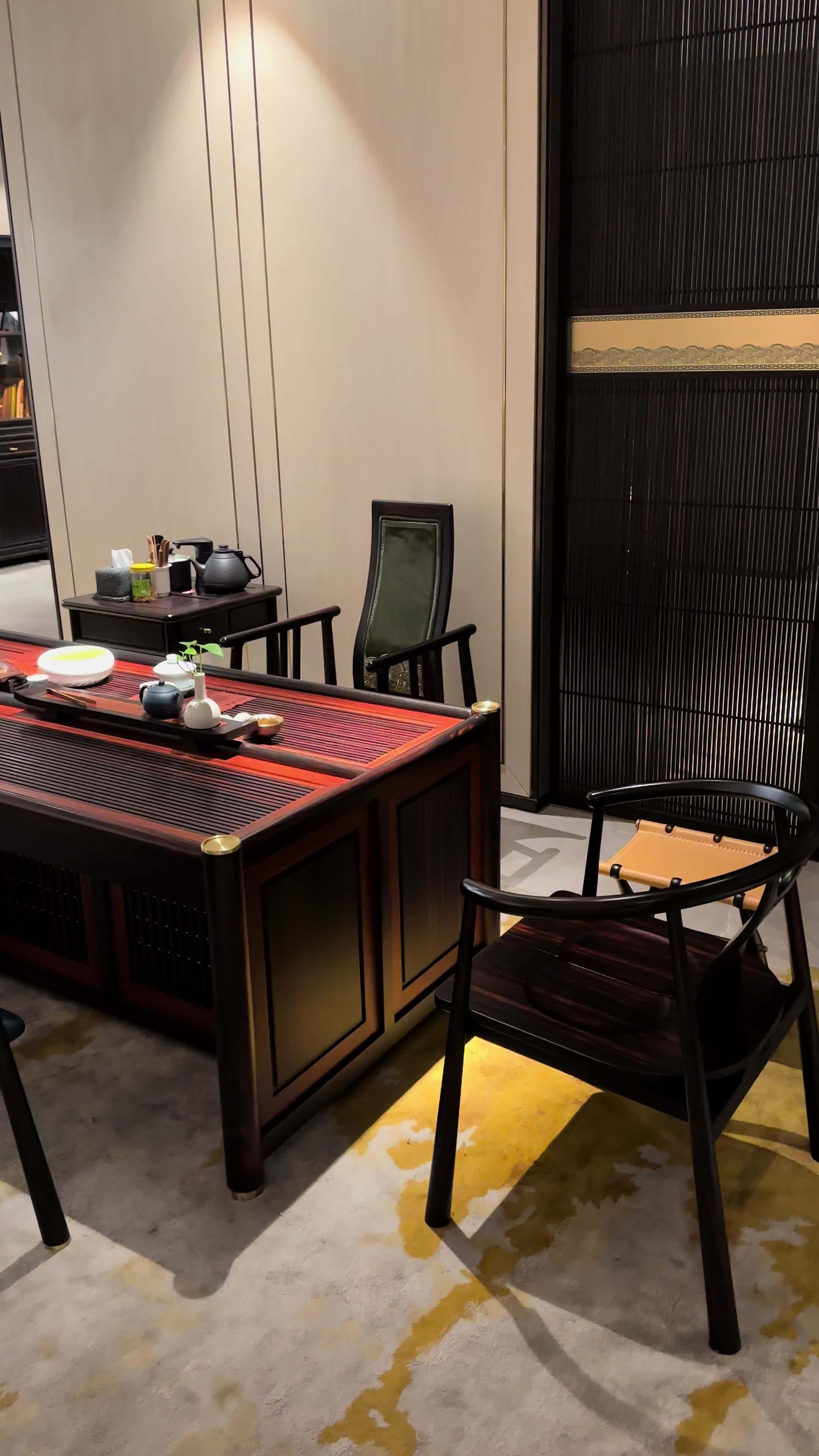 新中式实木茶桌椅组合!新中式 茶桌茶台 中式禅意 大板茶桌 别墅家具