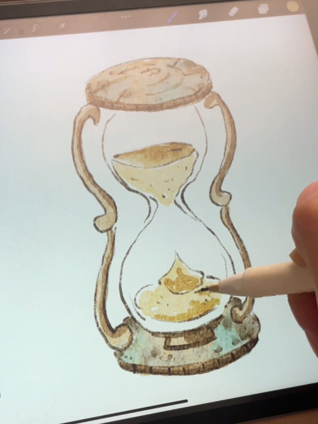 复古小沙漏画画过程,好像很适合手帐