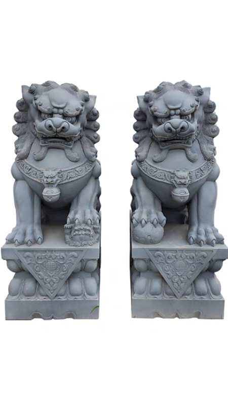 青石石狮子一对看门镇宅大门口摆放狮子家门口摆件小狮子别墅看门-度