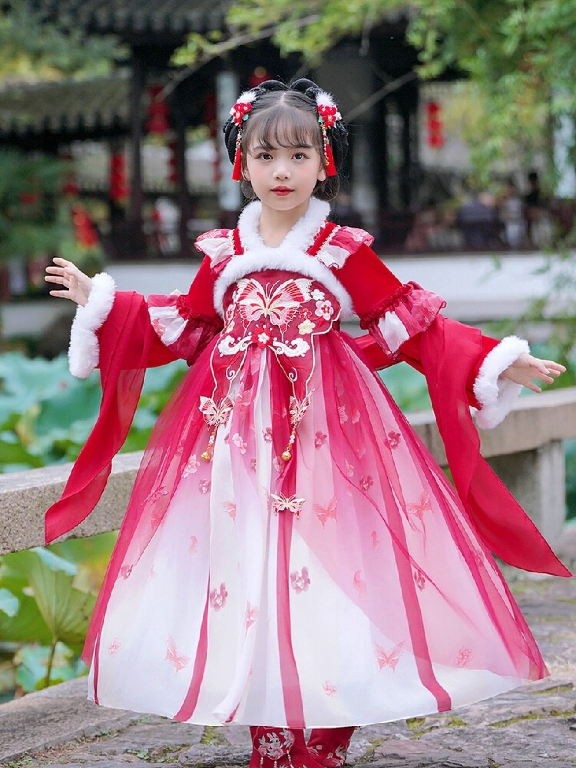 小女孩汉服冬季汉服裙子女宝中国风襦裙