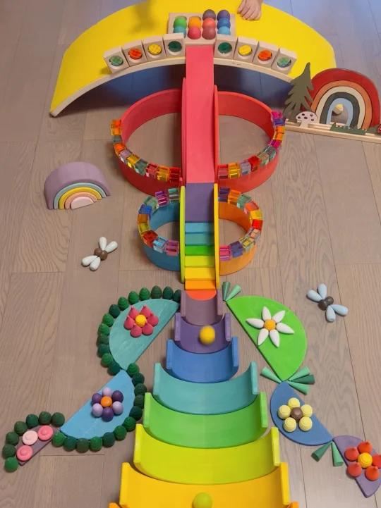 搭建|96彩虹积木小池塘滚球-度小视