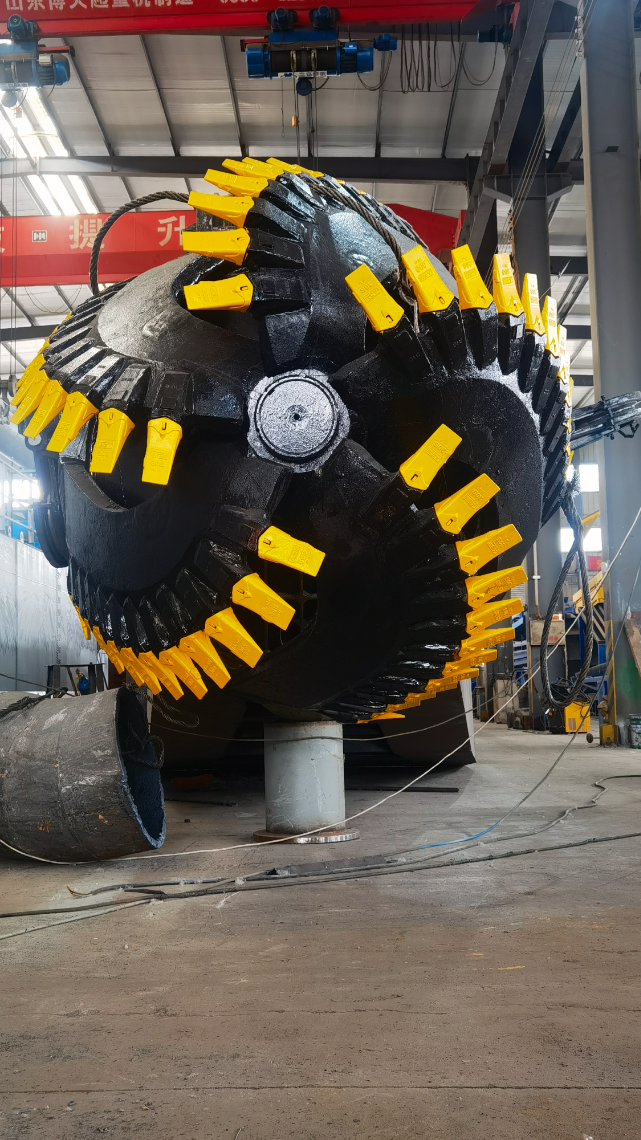大型绞吸式挖泥船铰刀头是如何安装的启航船舶车间实操组装现场