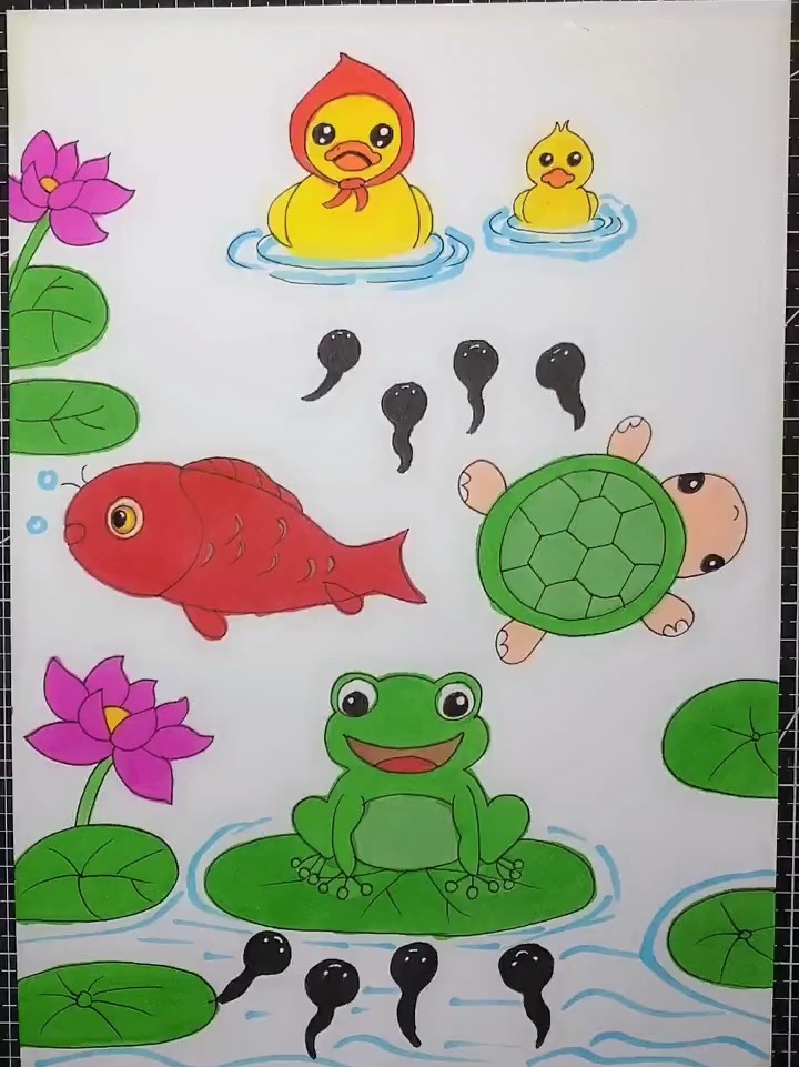 幼儿园手工画 简笔画 小蝌蚪找妈妈