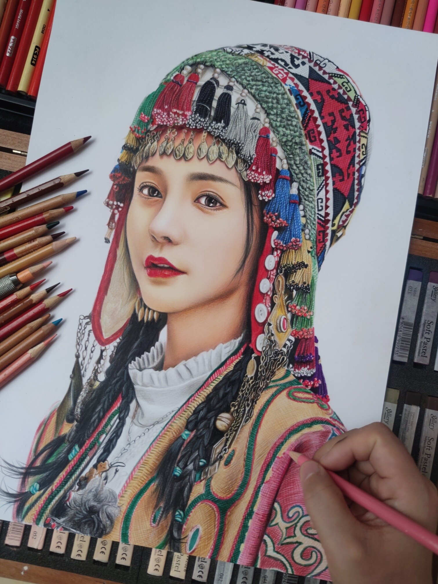 彩铅写实人物绘画(过程)