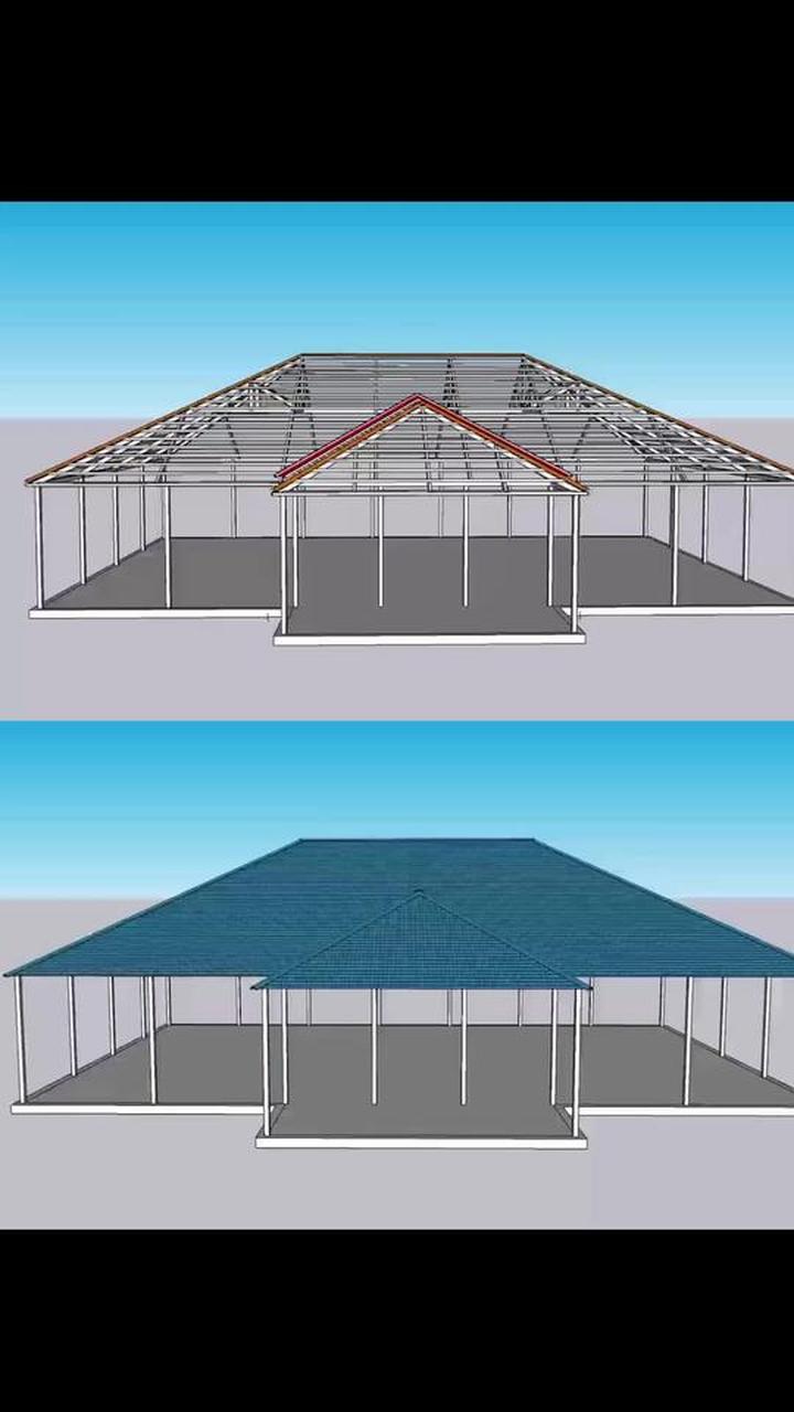 展示钢结构琉璃瓦屋顶加高户型的3d效果图