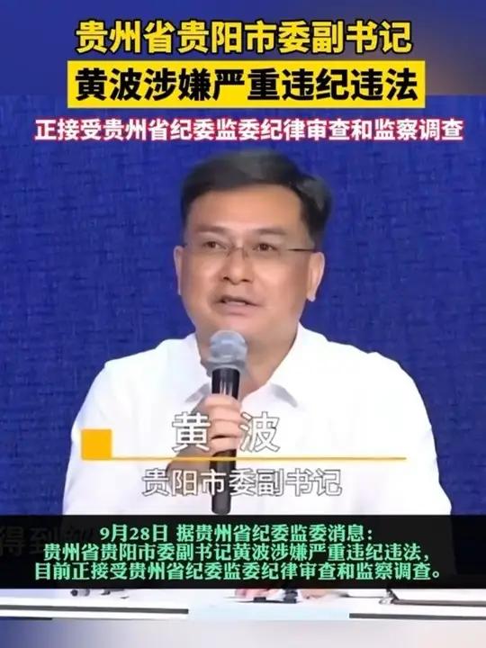 贵州省贵阳市委副书记黄波接受审查调查