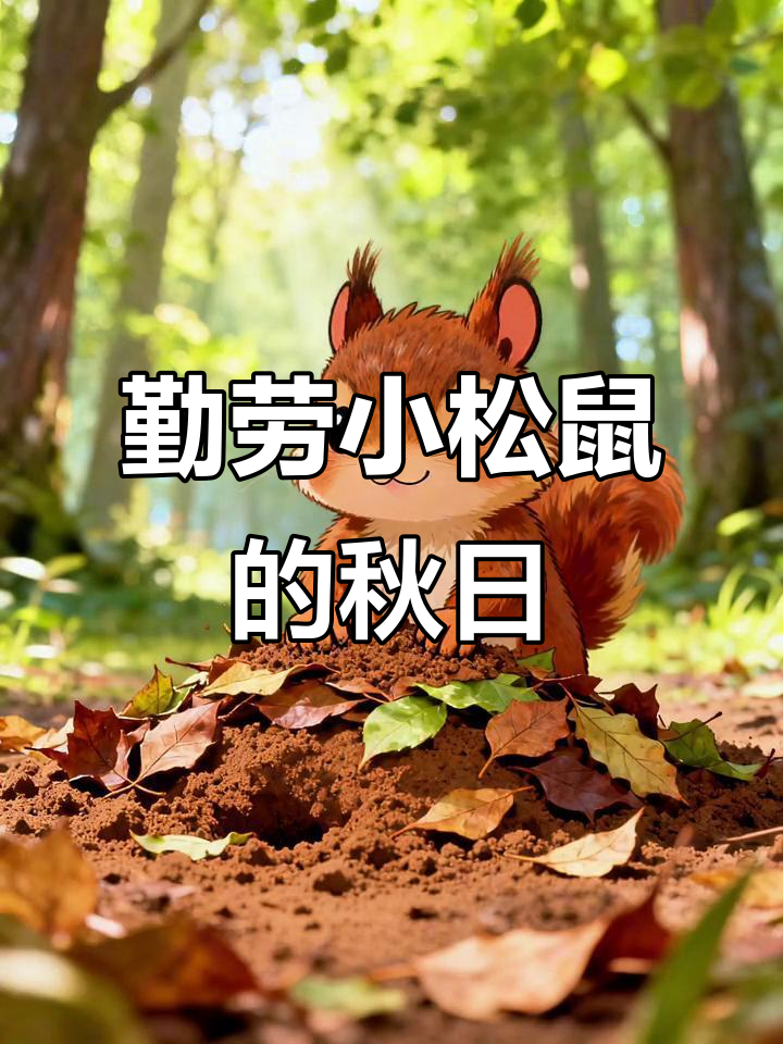 小松鼠忙碌秋天,收集食物准备冬眠