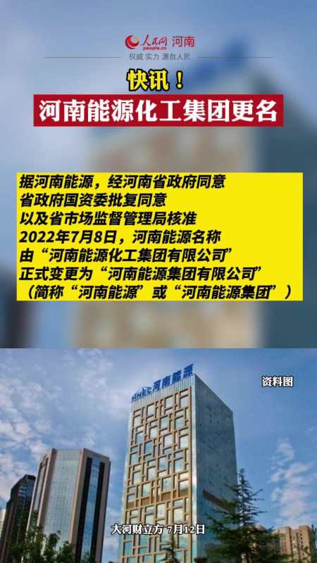 快讯河南能源化工集团更名企业河南能源新闻