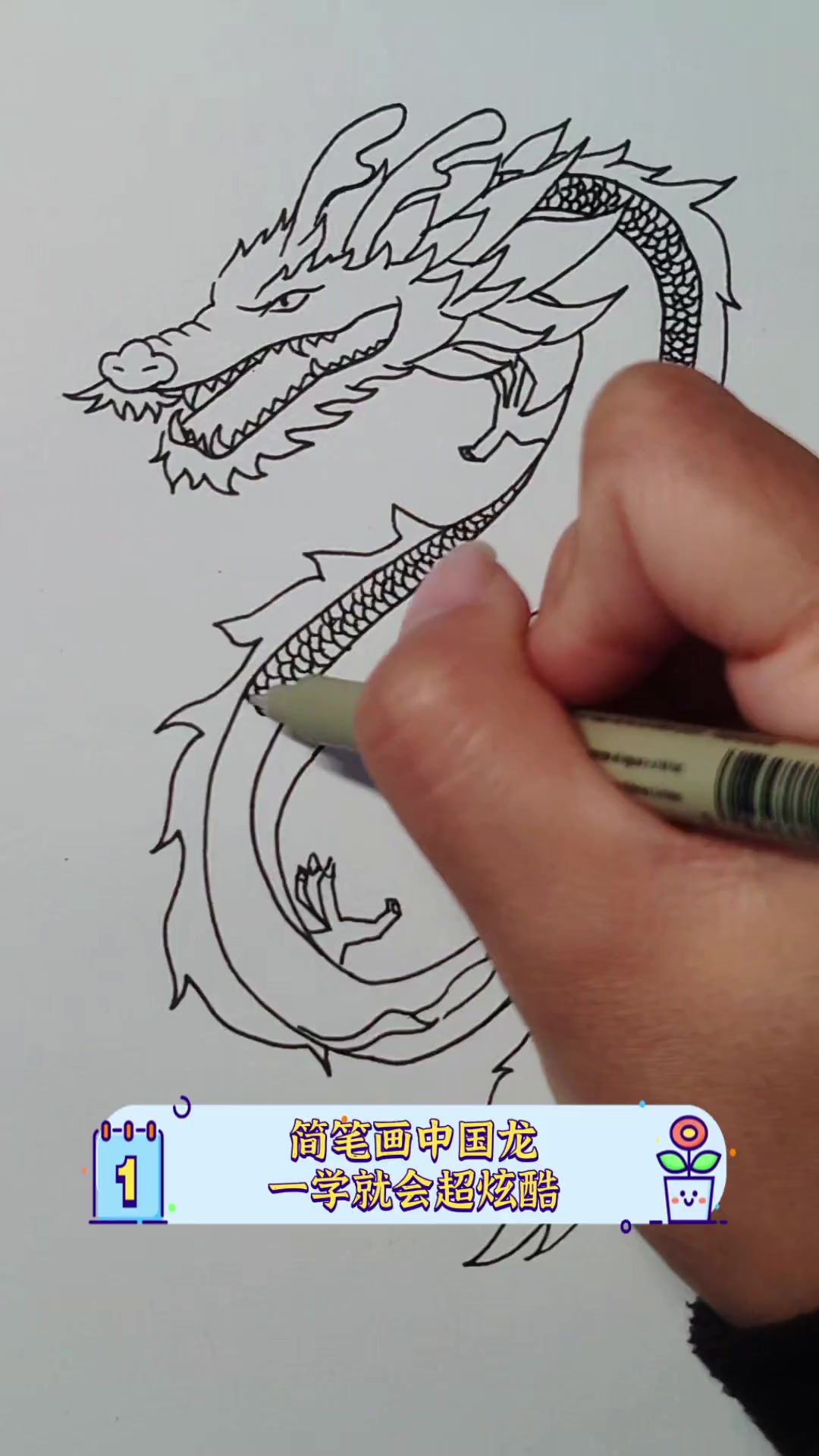 简笔画中国龙,一学就会超炫酷