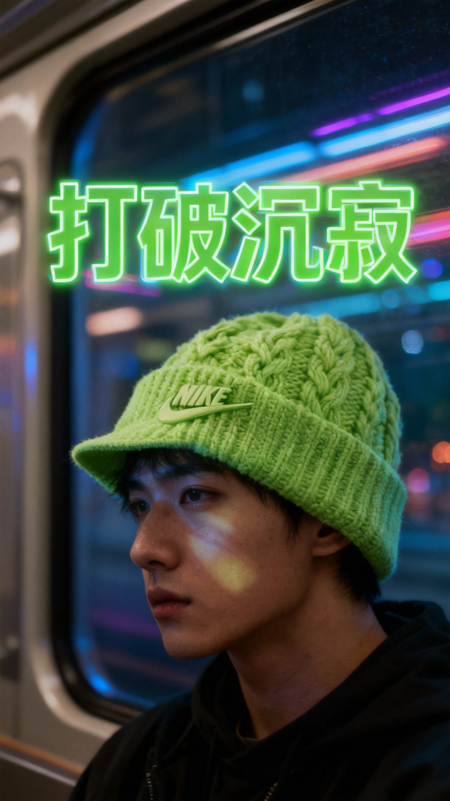 浅绿色针织帽的时尚展示