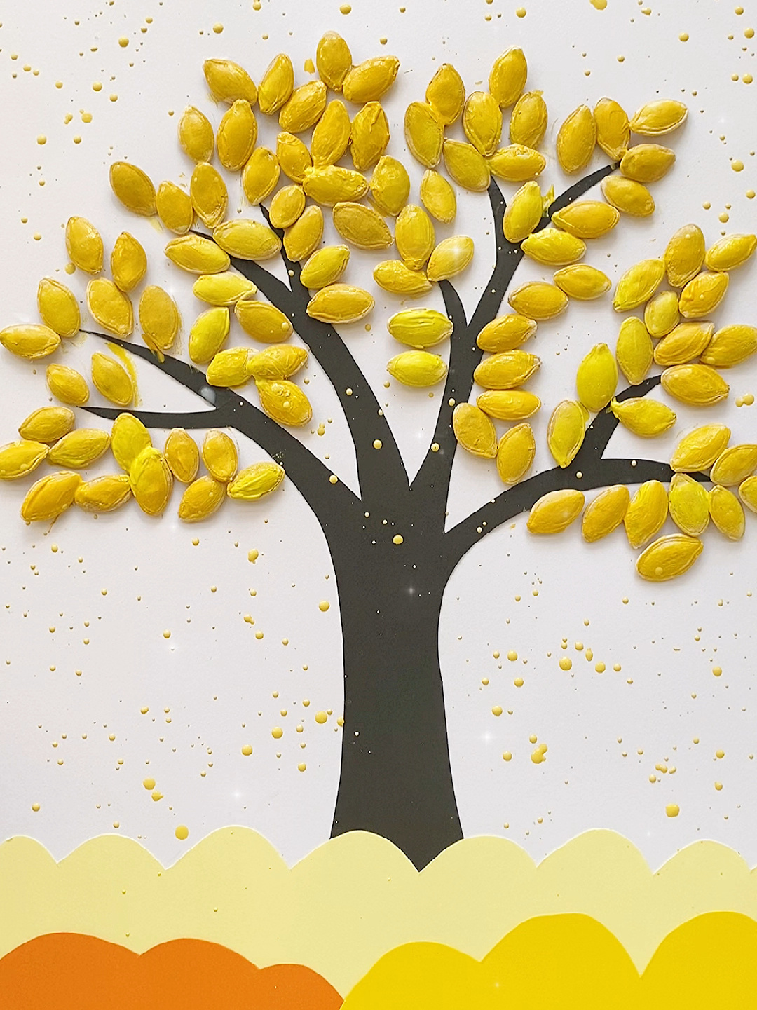 南瓜籽别丢,做一幅秋天的画