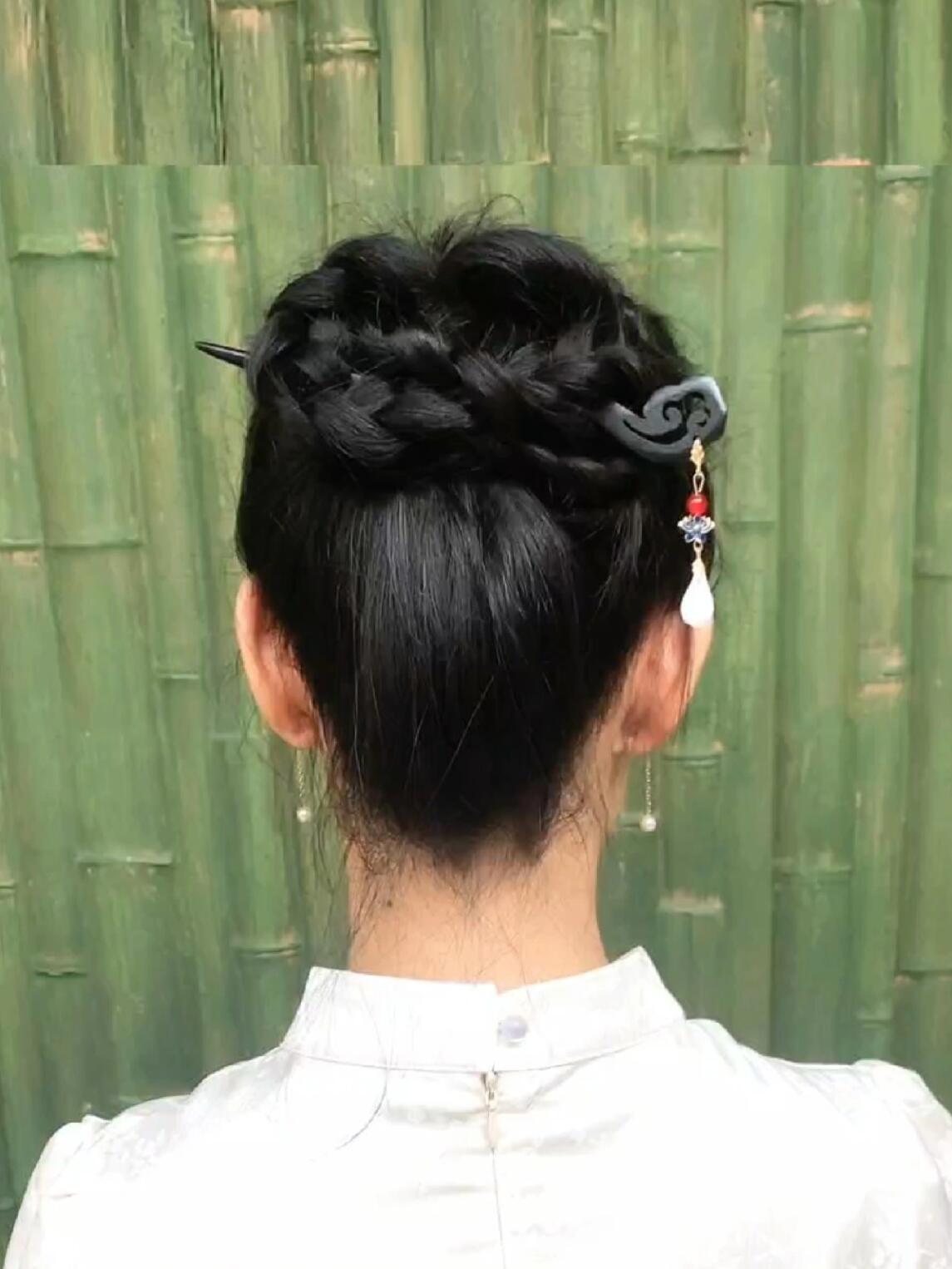 一看就会国风汉服旗袍盘发 中式温婉气质