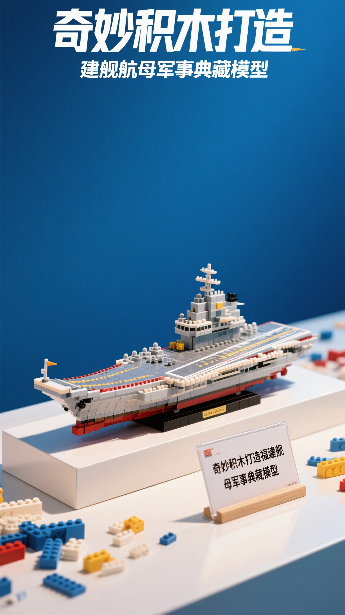 奇妙积木打造福建舰航母军事典藏模型