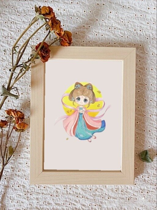 q版嫦娥奔月 彩铅绘画