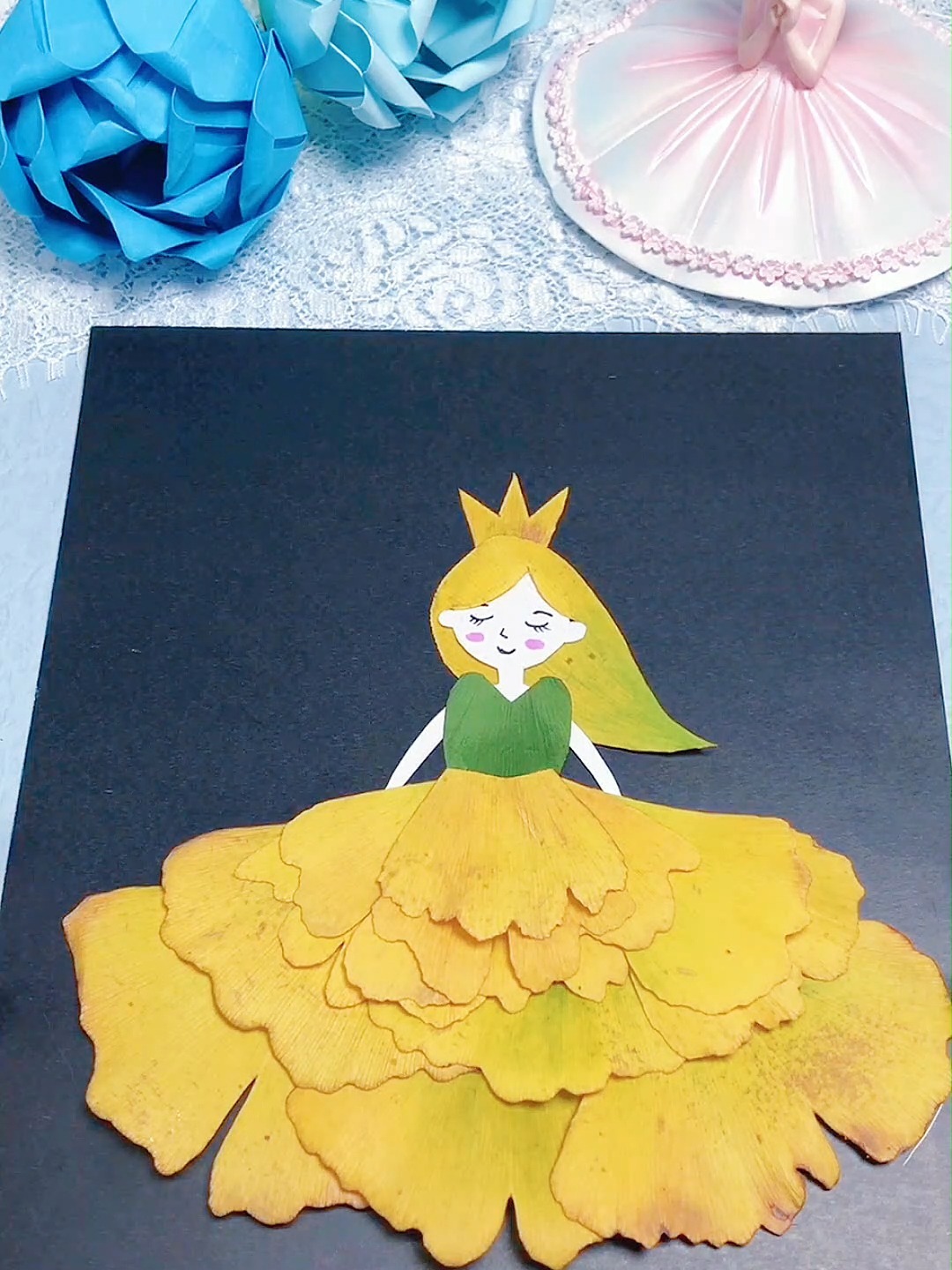 超级漂亮的小公主树叶贴画,赶快收藏起来!
