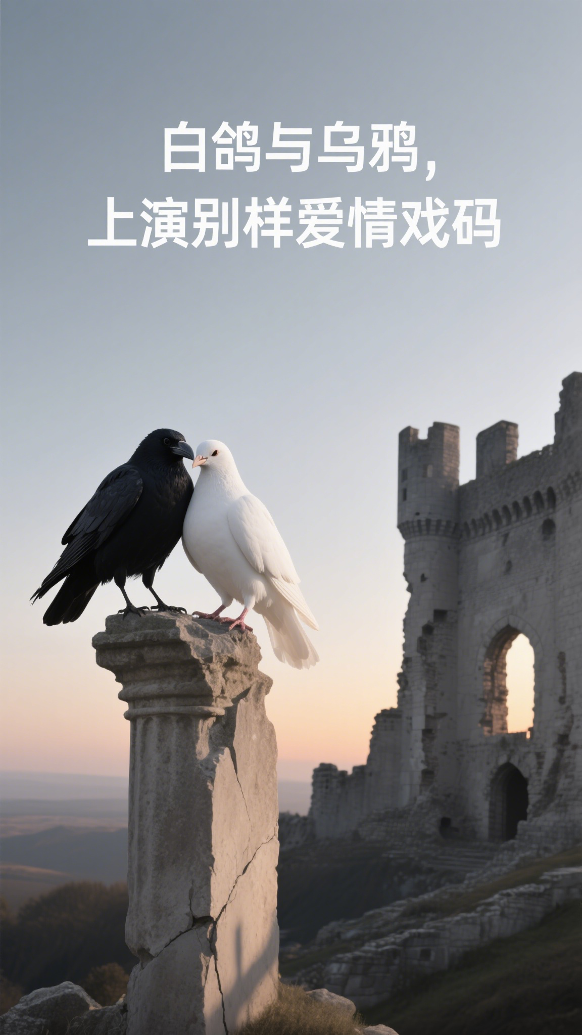 白鸽与乌鸦,上演别样爱情戏码
