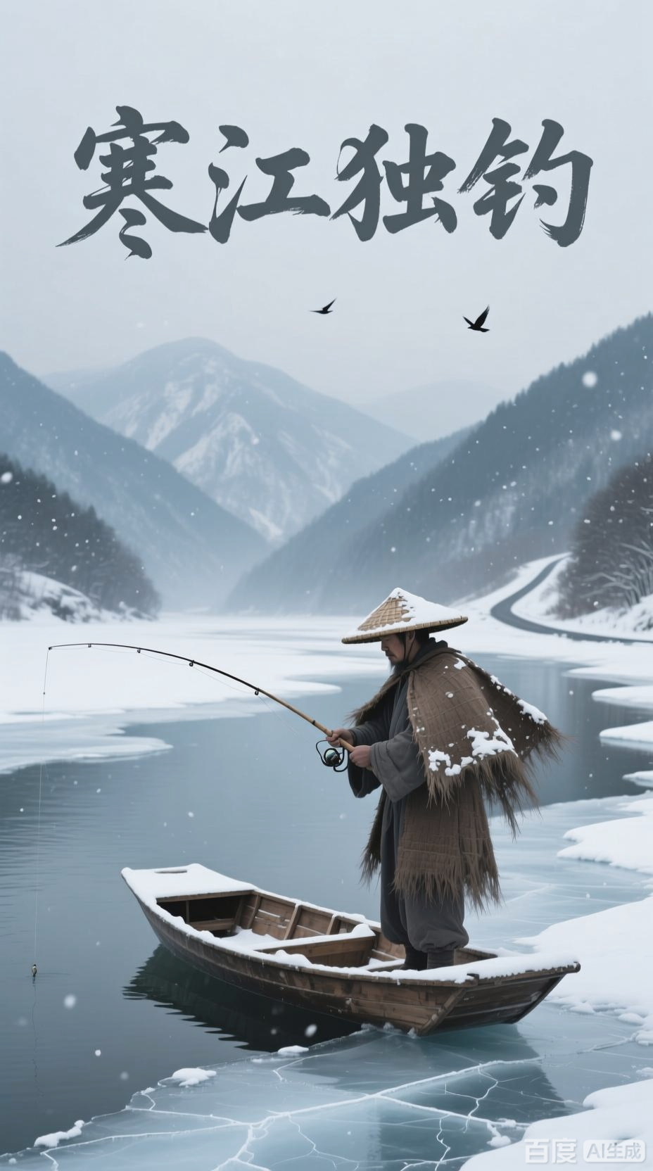 孤舟蓑笠翁,独钓寒江雪