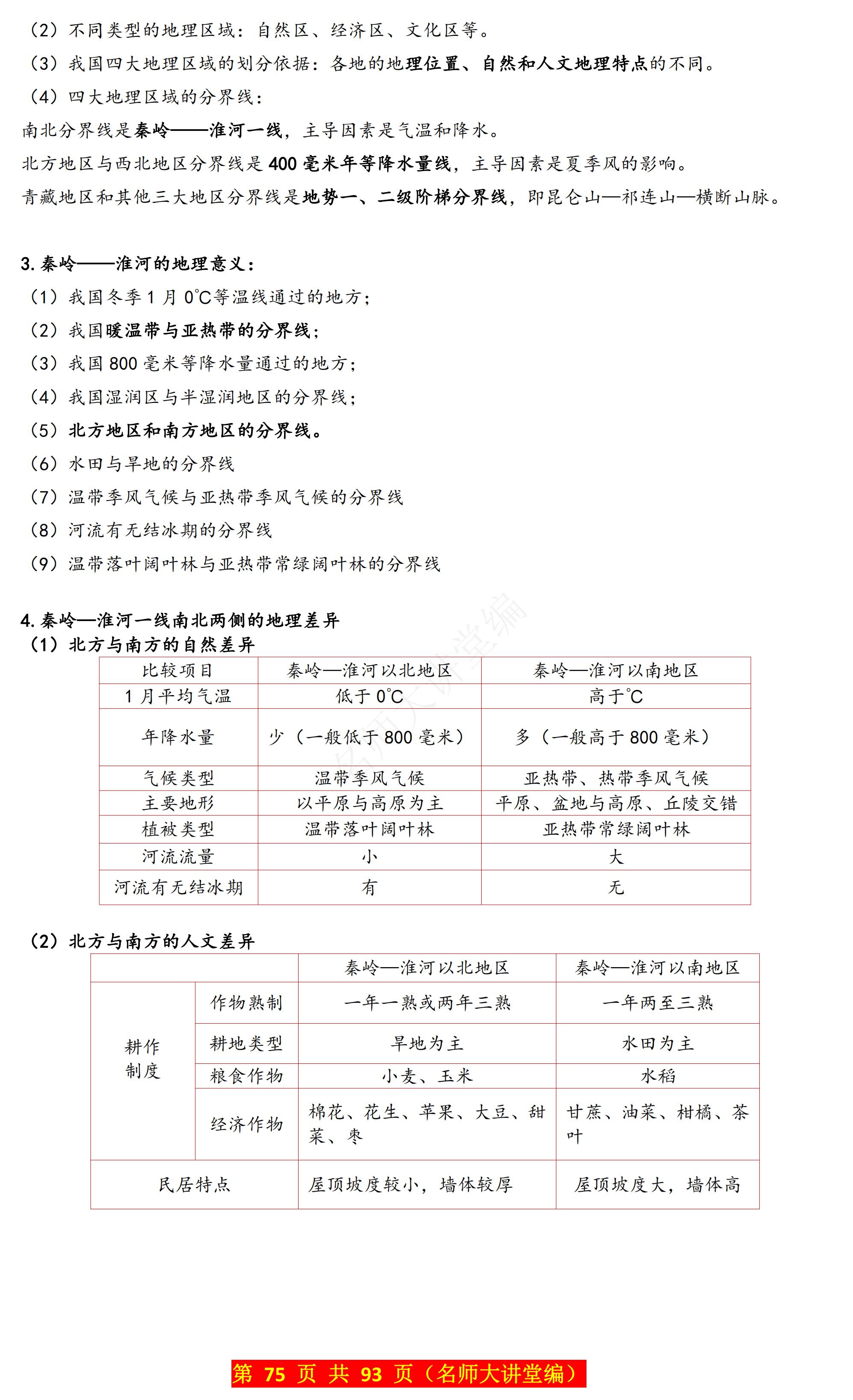 北方地区知识点归纳图片