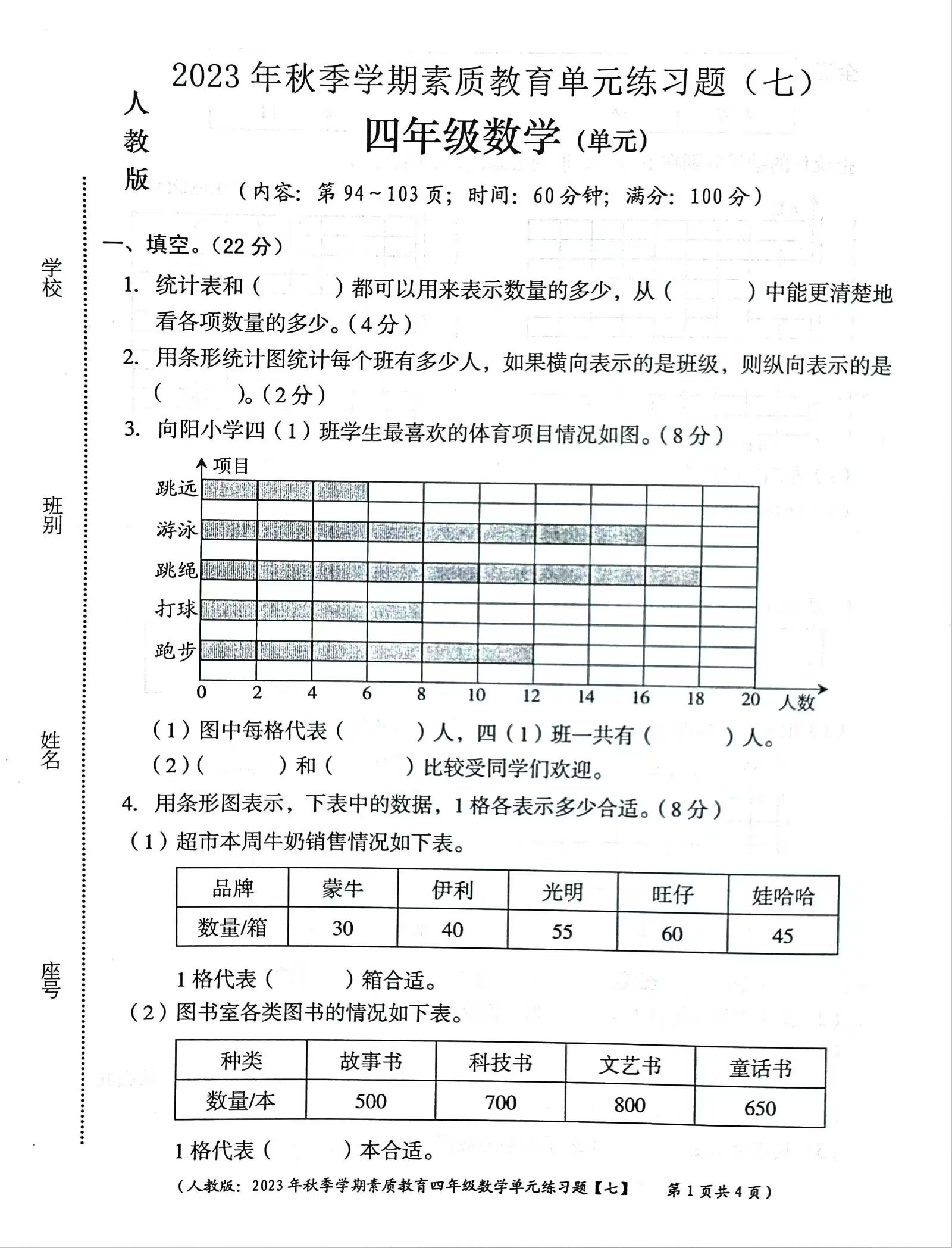 单式条形统计图的特点图片