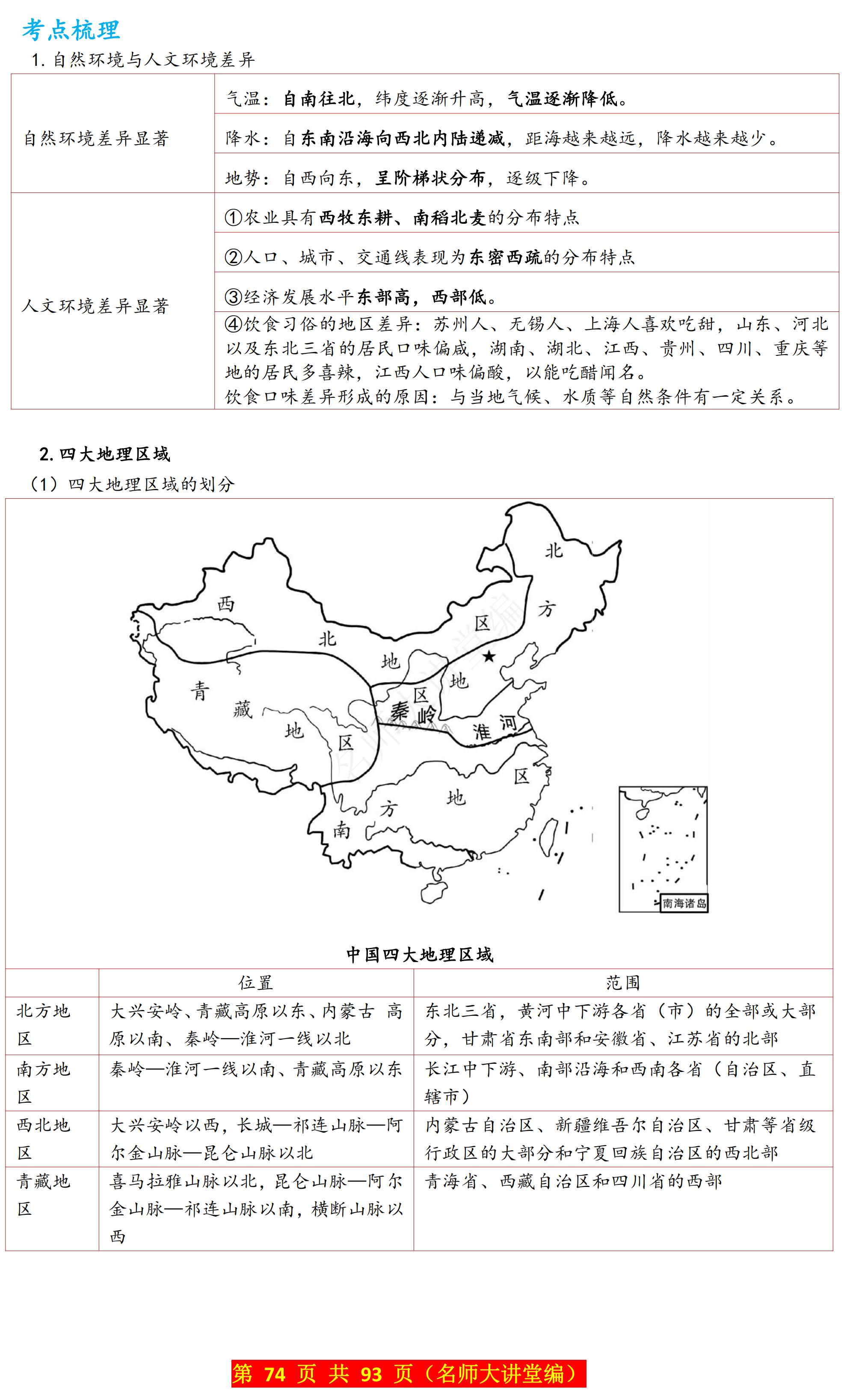 北方地区知识点归纳图片