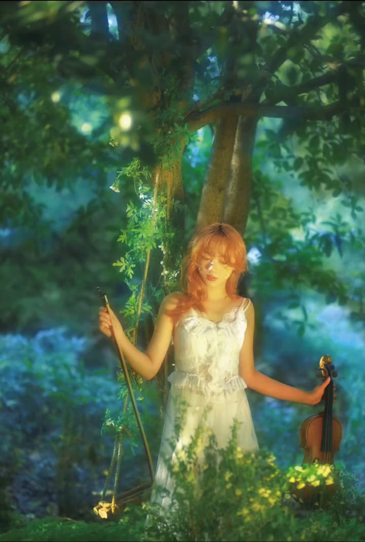 森系感精灵♀电影感写真油画中的仙境
