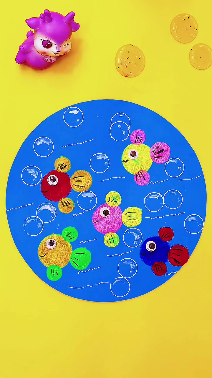 创意丙烯画拓印小丑鱼一看就会哦