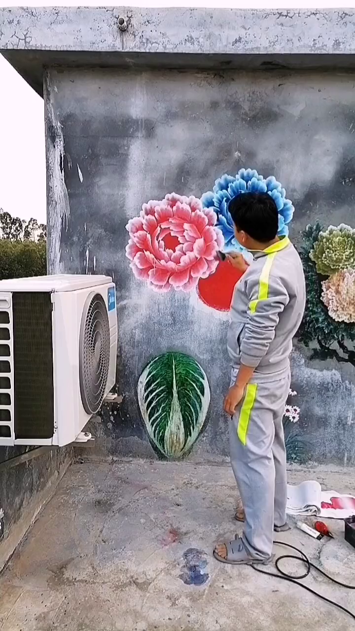 墙绘画牡丹花赶紧一起来画画吧