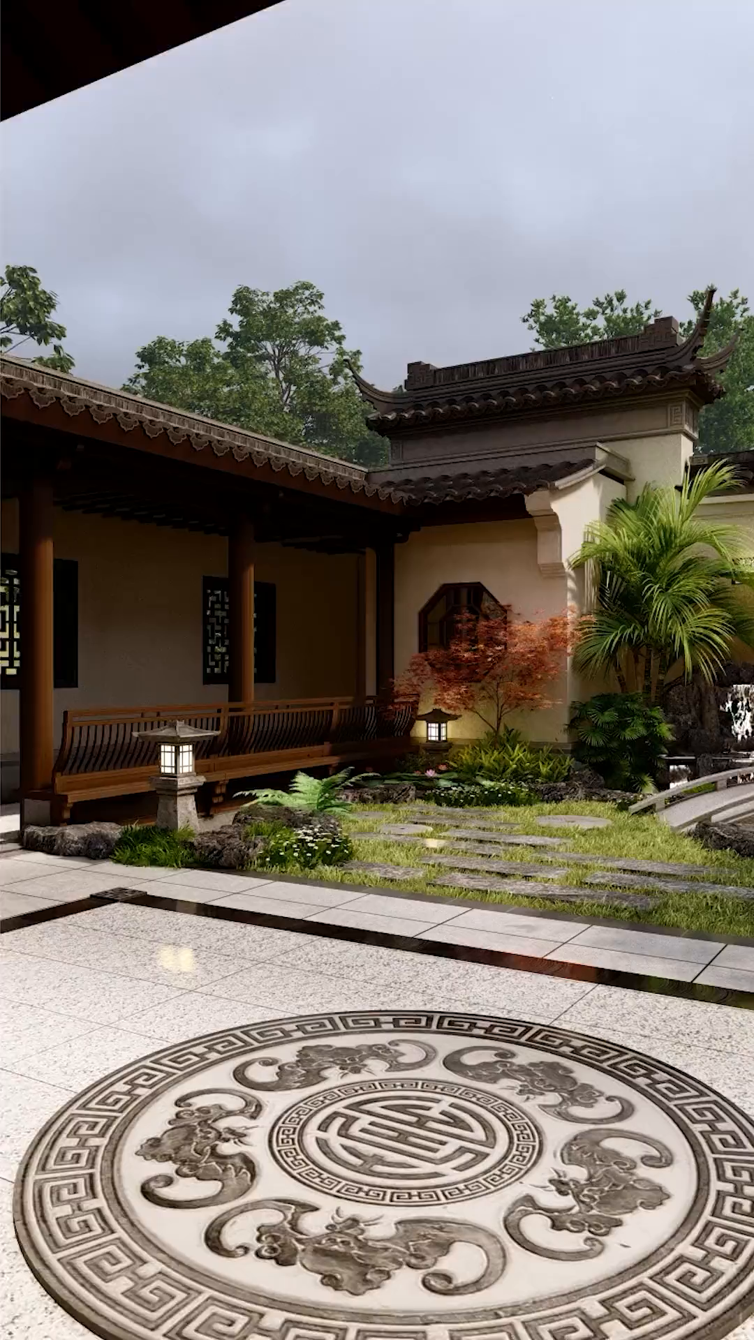 百平新中式庭院,小桥,流水,人家的别样韵味