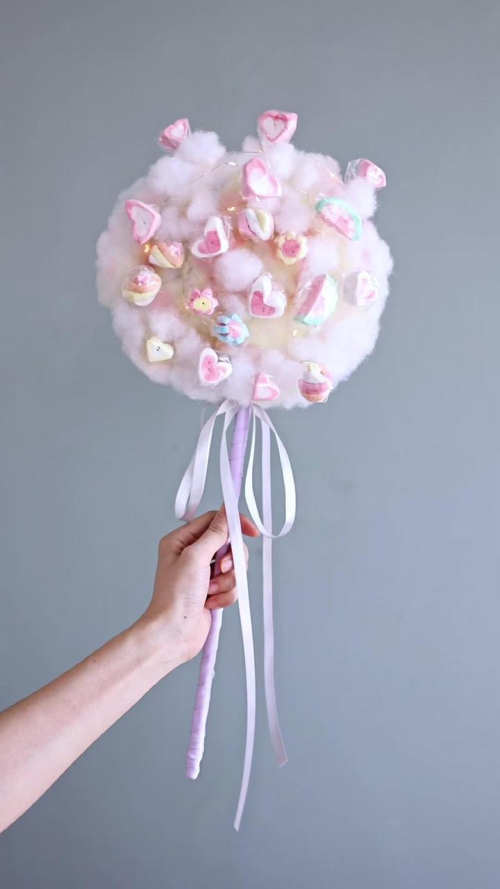 可爱的棉花糖花束棒棒糖花束