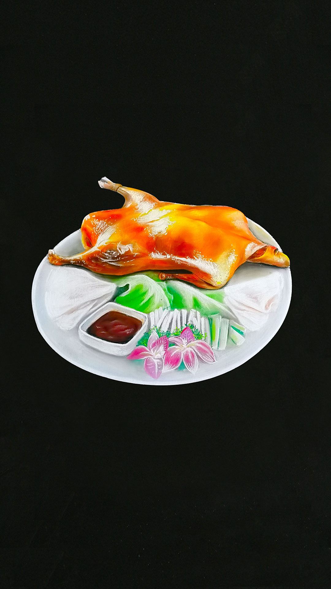 用粉笔画一只烤鸭,怎么样你看饿了吗?