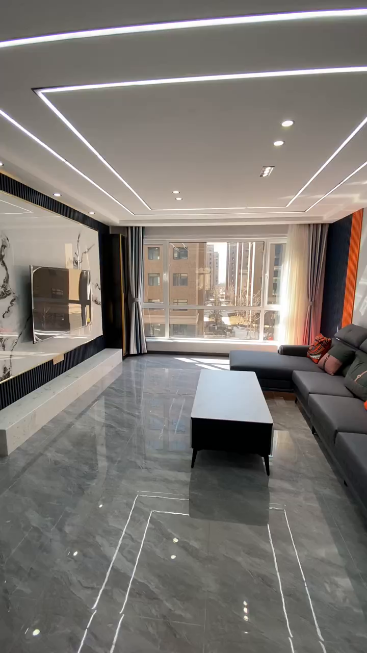 120平,南北通透,简约轻奢风,客厅无主灯吊顶-度小视