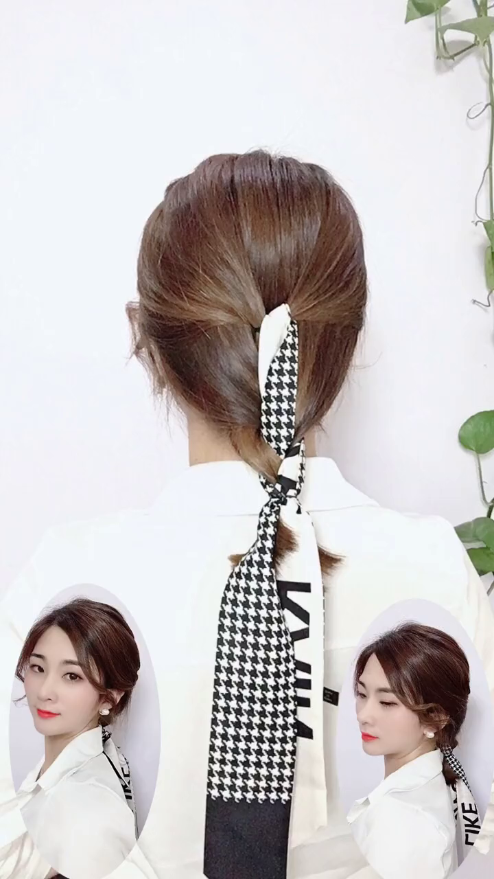 丝巾发型1简单法式低马尾编发教程编发