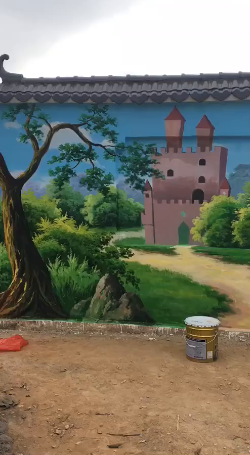 主题公园墙绘卡通壁画灰太狼彩绘-度小视