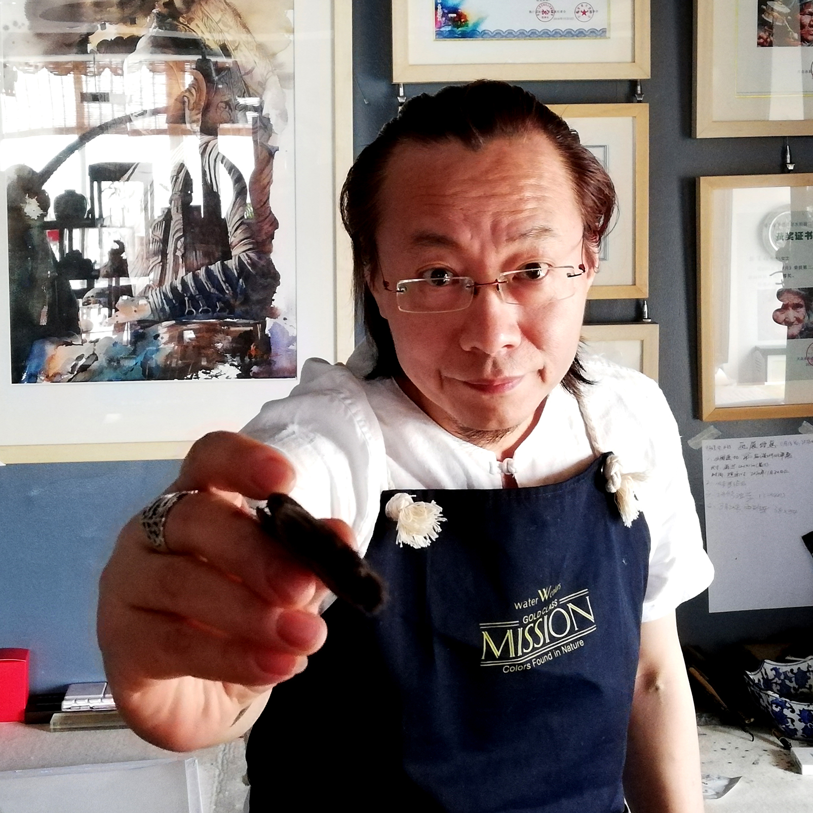 樊军让水彩人物公益直播三哈萨克《白胡子老人》