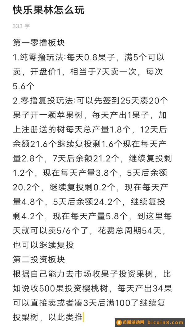 快乐果林刚出，亲测秒到账，官方托底回购，推广15代收益！