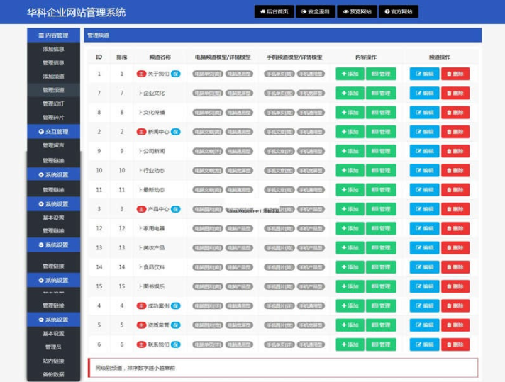 华科网络内容管理系统v5.6：支持手机和PC的强大网站管理工具-狗凯之家源码网-网站游戏源码-黑科技工具分享！