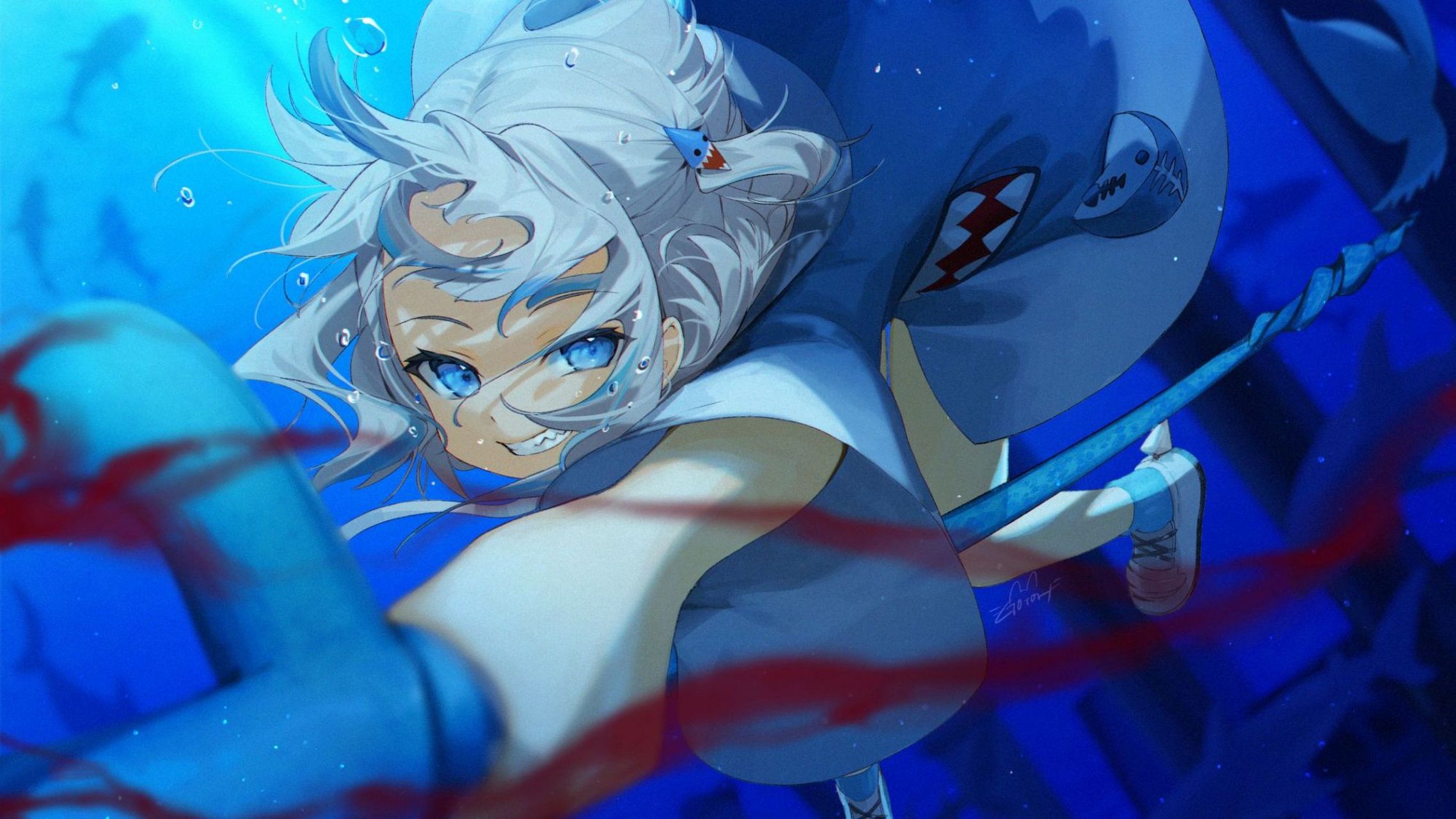 虚拟人物-gura小鲨鱼同人高清壁纸.