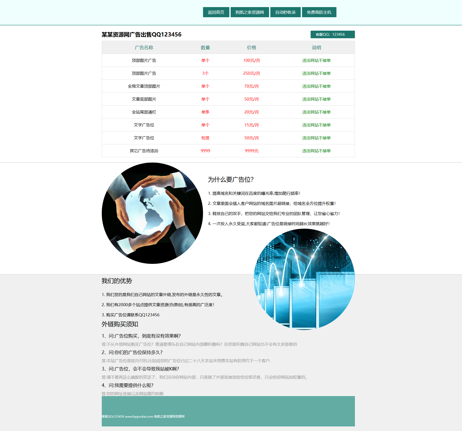 广告位出售页HTML网页模板下载，快速搭建专业广告展示页面！-666资源网