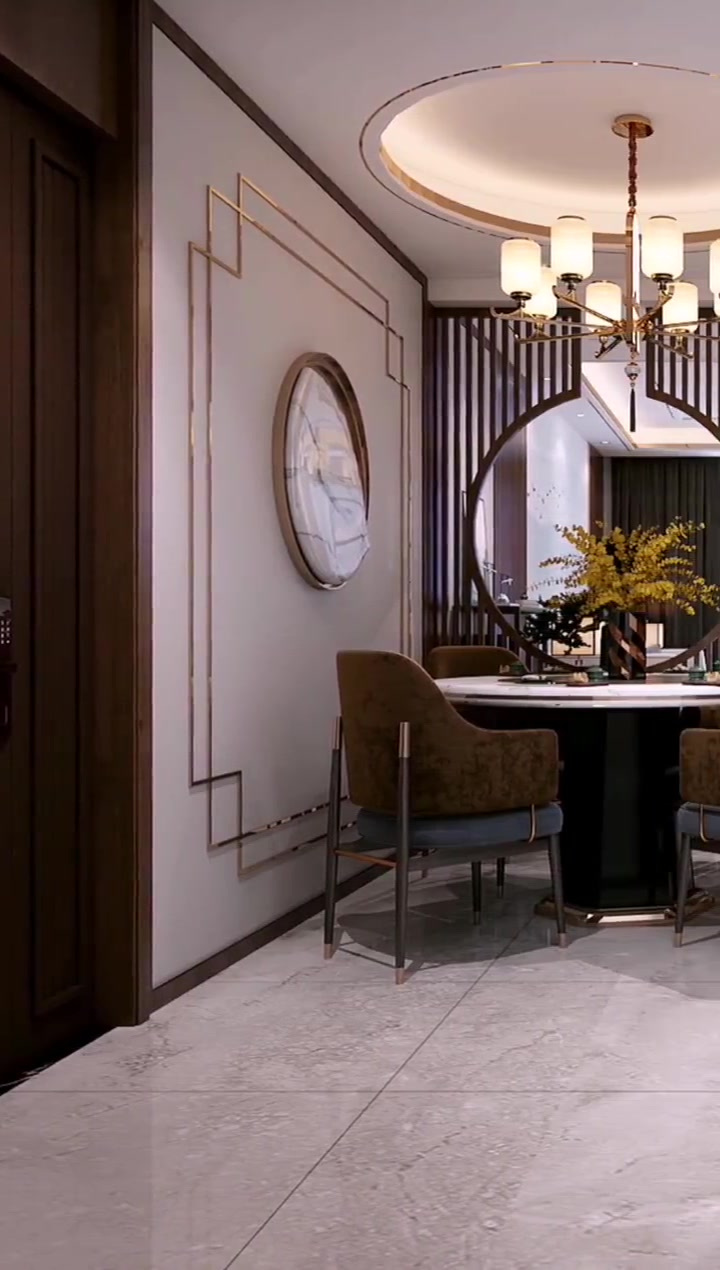 新中式餐厅设计,圆桌配圆顶,真的非常棒!