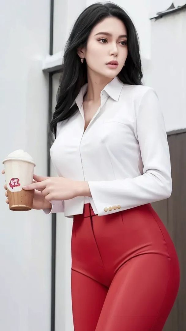 夏天大姐在喝咖啡